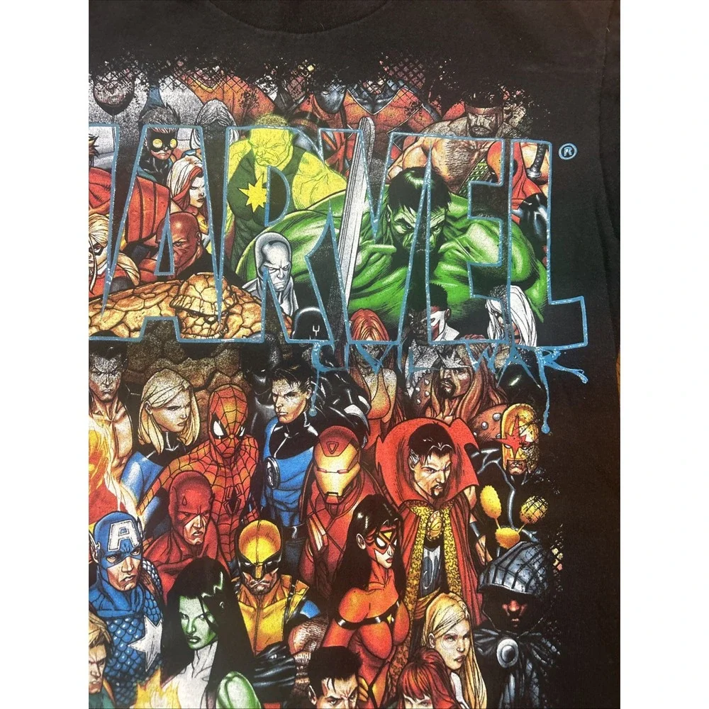 Vintage Mad Engine Marvel Characters T Shirt Black Hulk Spider-Man Wolverine
